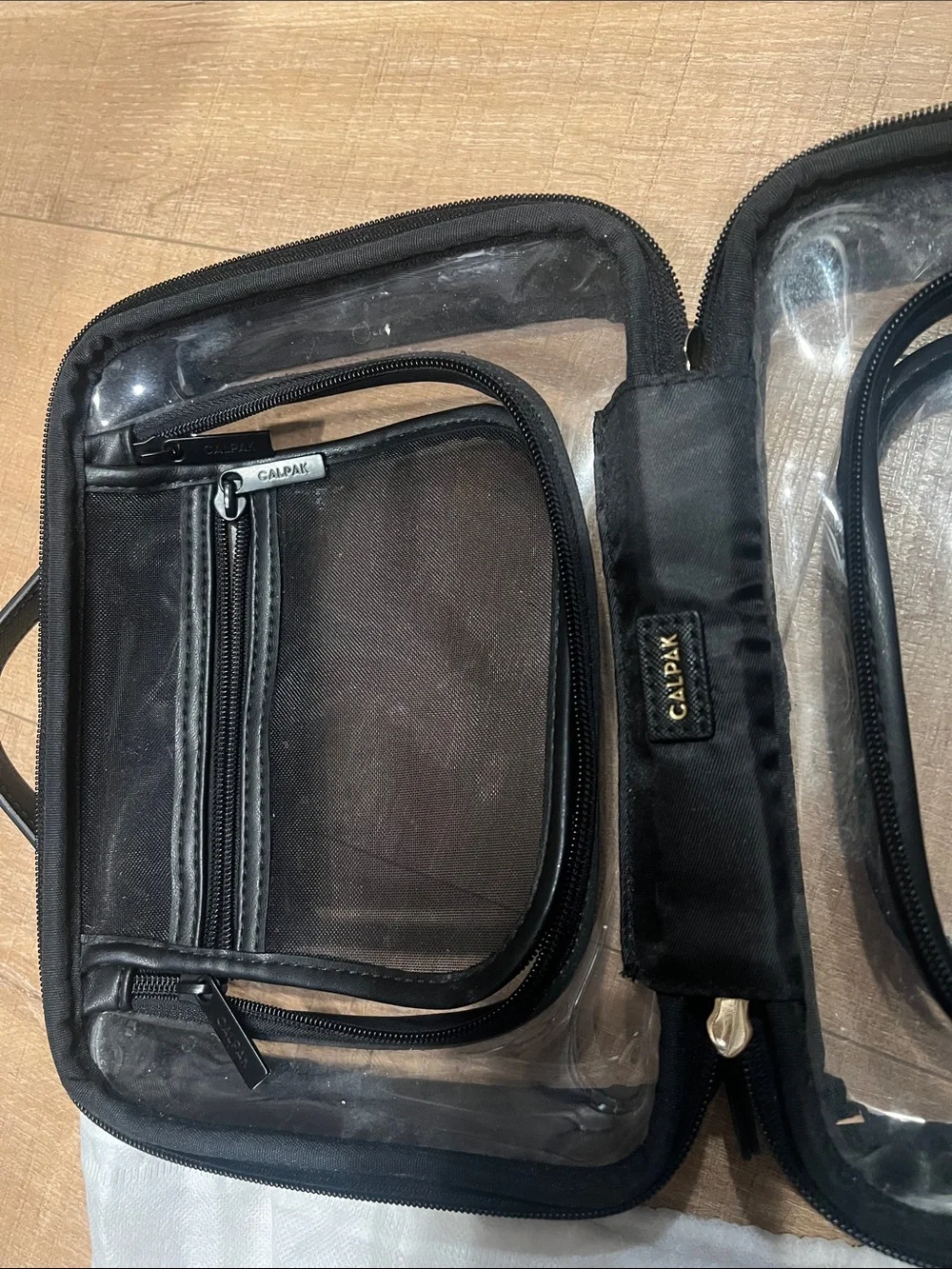 Calpak Clear Double Cosmetic Case with Black Trim